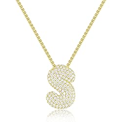 KissYan Bubble Letter Necklace, 14K Gold Plated