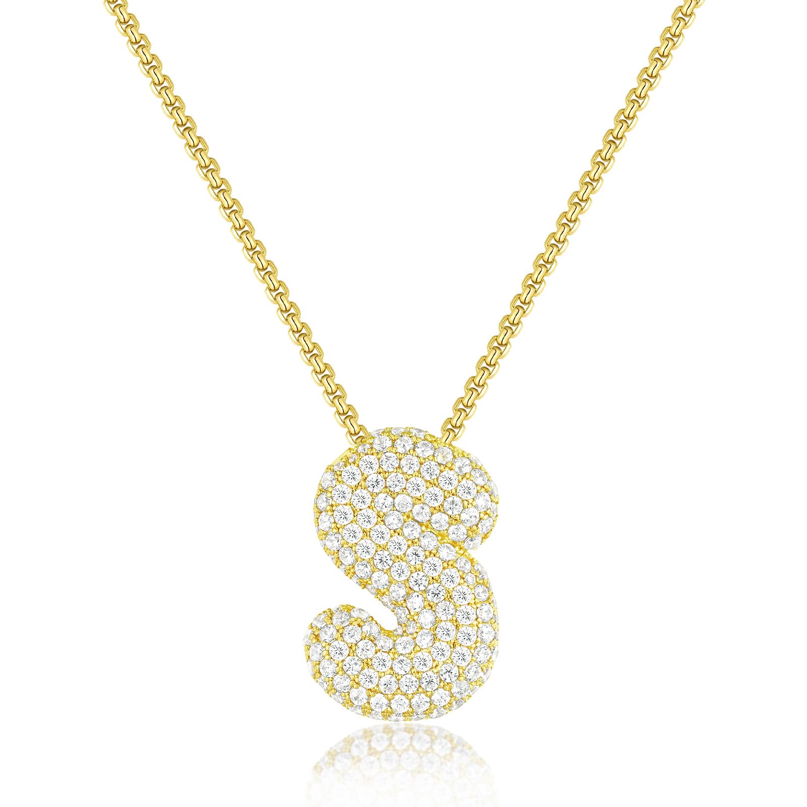 KissYan Bubble Letter Necklace, 14K Gold Plated