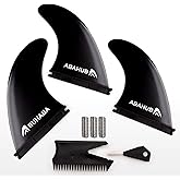Abahub Surfboard Thruster Fins Set Compatible with Future Style Fin Box | Fiberglass Reinforced High Performance 3 Fins for Surf Boards, Longboard, Shortboard, Black/Blue/White/Fiberglass