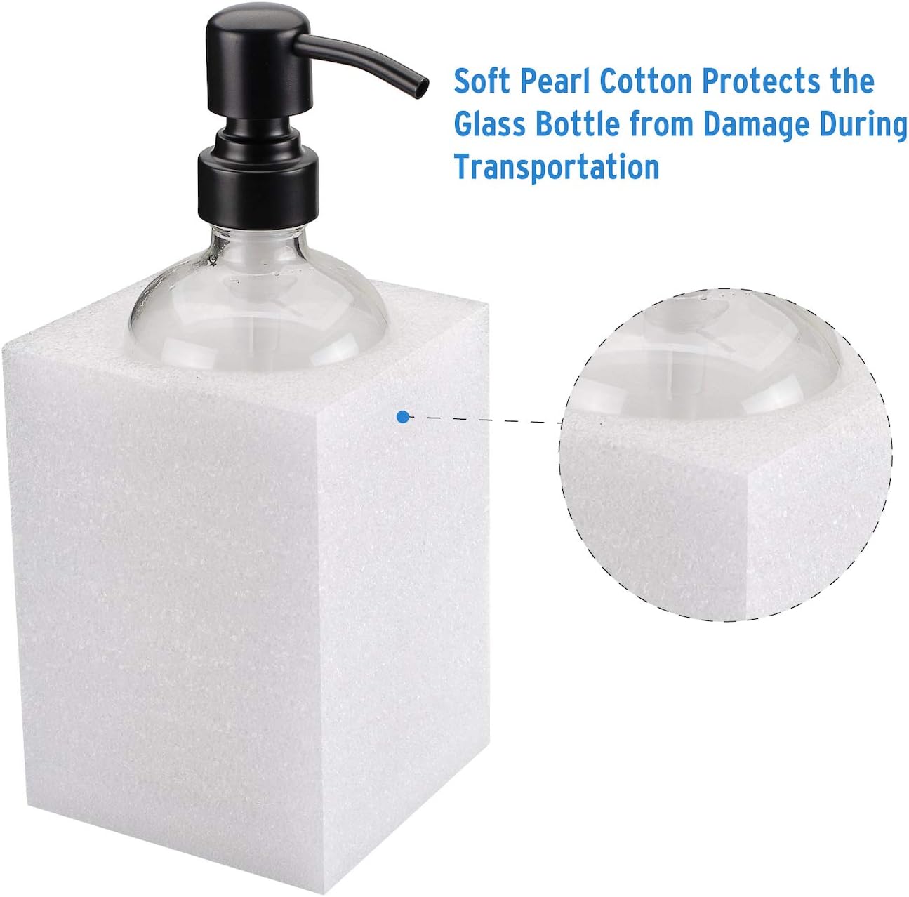 AmazerBath 2-Pack Soap Dispenser, 16 OZ Glass Hand Soap Bottle with Anti Rust Stainless Steel Pump, Refillable Dish Soap Dispenser for Bathroom and Kitchen（Black）: Home & Kitchen