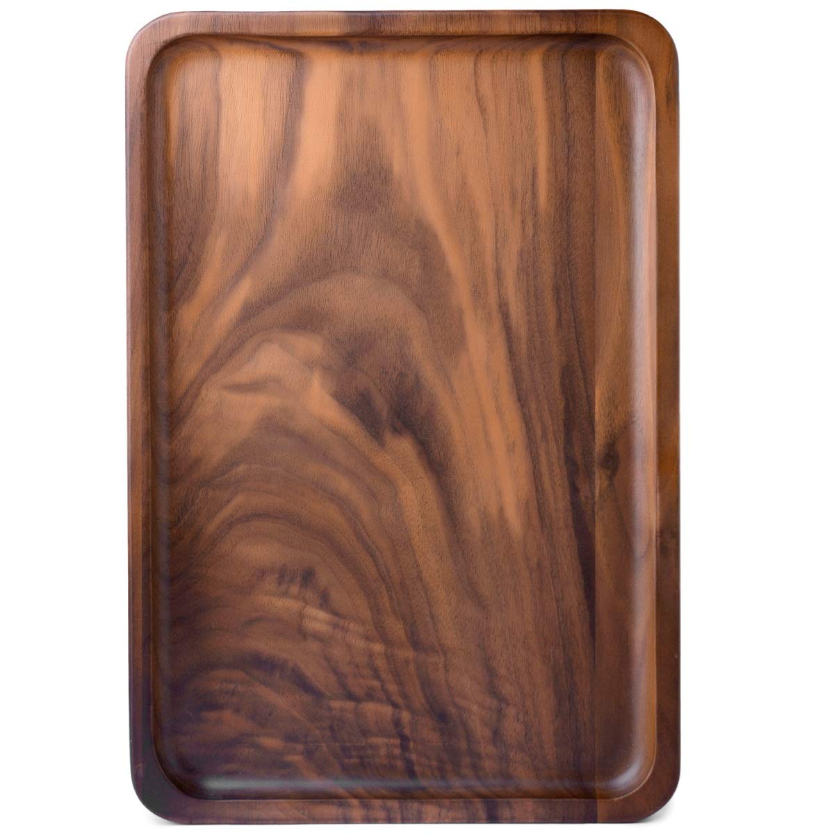 Photo 1 of Bamber Wood Serving Tray Wooden Decorative Coffee Tea Platter Black Walnut 13.4 x 9 Inches