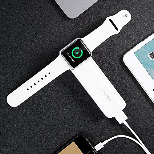 ROMOSS iRoll 3250mAh Portable Charger for All Apple Watch Series, Dual Port 2A Output External Power Bank for iPhone X/8 Plus/8/7Plus/7/6 Plus/6S and more USB devices - White