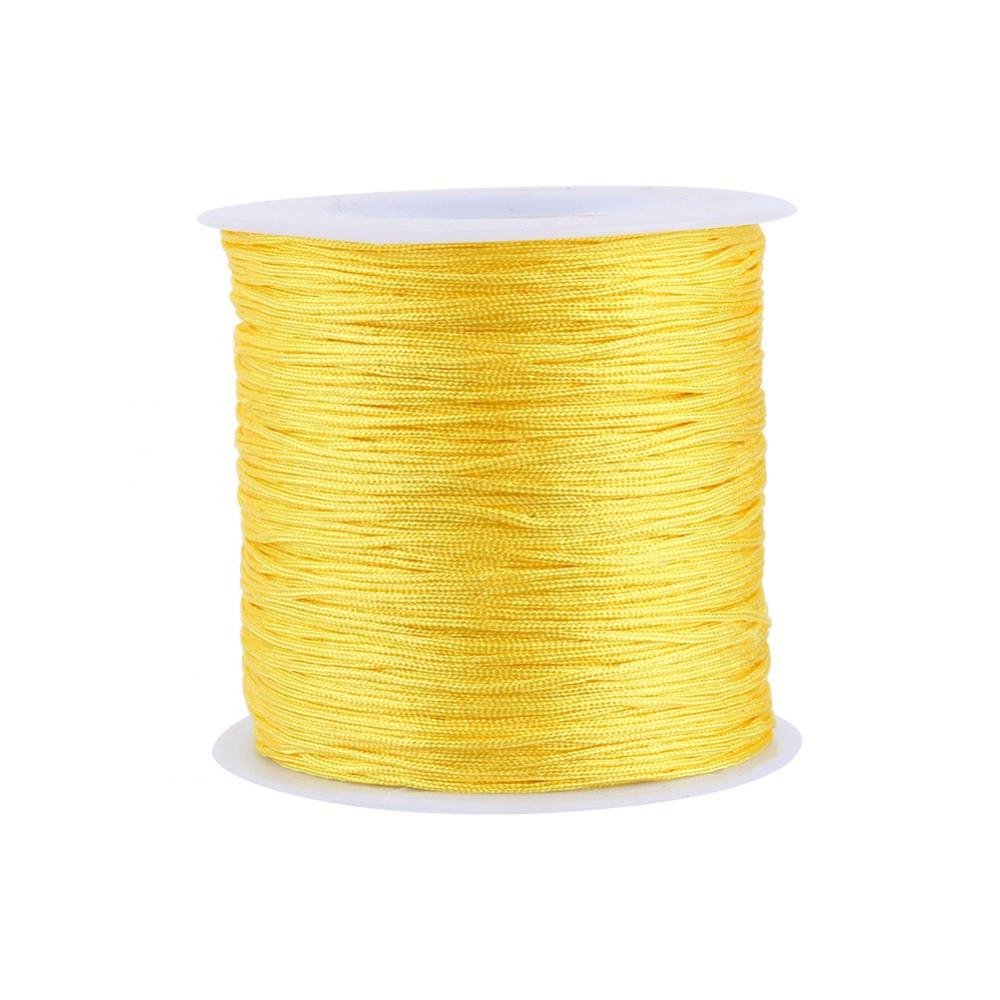 Haofy Craft Nylon Thread, Elastic Beading Cord, Stretch Fabric Crafting String, Chinese Knot Rattail Macrame Shamballa Thread for DIY Bracelet Necklace Beading Sewing Jewellery Making,100m (Yellow)