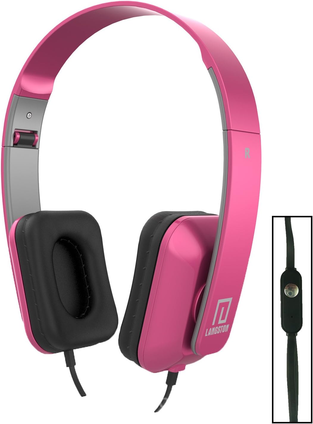 Langston ® Mediacom WinPad 10.1 Inch X100 / W100 / W101 Tablet Pink Deep Bass Foldable HD Headphones (iM-8) with Microphone and Remote