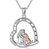 YYB Valentines Day Gifts Heart Annimal Necklaces Sterling Silver Dog/Horse/Owl Necklace for Women Anniversary Birthday Gift for Her Daughter