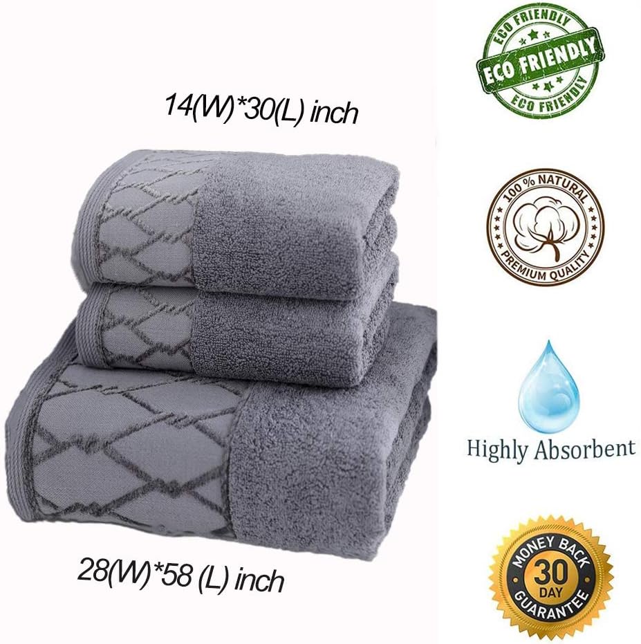 Luxury Hand Towels 15×30 Inches , 2 Pack Absorbent and Soft Cotton Salon Towels Set for Bathroom Hotel Spa - Grey: Kitchen & Dining