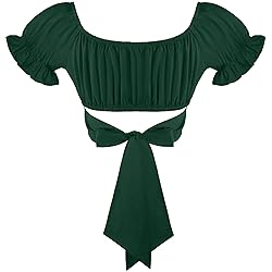 COOUFE Women's Crop Tops Ruffle Short Sleeve Tie