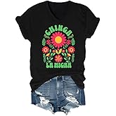 Chinga La Migra Shirt Chinga La Migra Floral Shirt Graphic Tees V-Neck