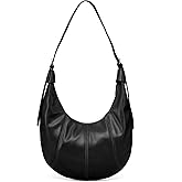 NEWBELLA Women’s Soft PU Leather Crescent Hobo Bag – Foldable Shoulder Purse with Zipper Closure, Stylish Slouchy Tote