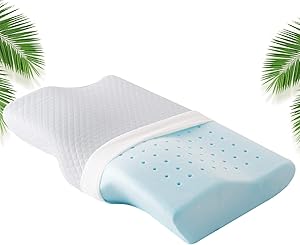 Firm Cervical Memory Foam Bed Pillow for Neck and Shoulder Pain, Cool Cooling Ventilated Orthopedic Contour Sleeping Pillows for Side / Back / Hot Sleepers, Queen Size