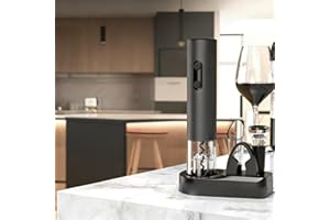 Electric Wine Opener, Automatic Wine Bottle Opener Set 5-in-1 Top Gifts for Wine Lovers with Storage Base, Foil Cutter, Wine 