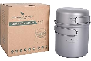 Boundless Voyage Camping Titanium Pot Pan Set Outdoor Portable Mug Titanium Multi-Functional Tableware Mess Kit Cooking Set