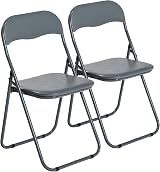 Harbour Housewares Padded Folding Chairs Solid Grey Pack of 2