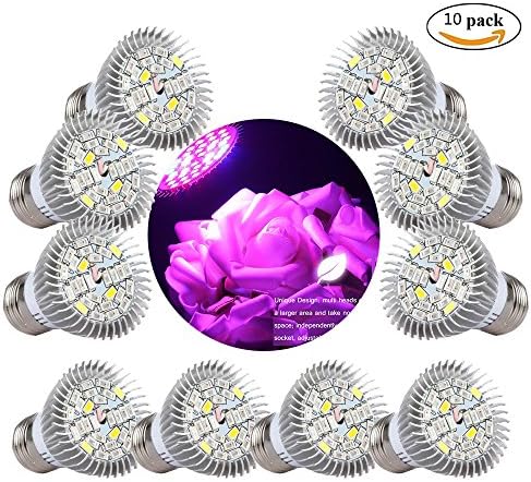 E27 Plant LED Light, Motent 10pcs SMD 5730 LED Full Spectrum Grow Light IP66 Greenhouse IR&UV Chip LED Bulb Growing Lamp for Hydroponic Aquatic Home Garden Flower Fruit Vegetable Organic Planting -10W