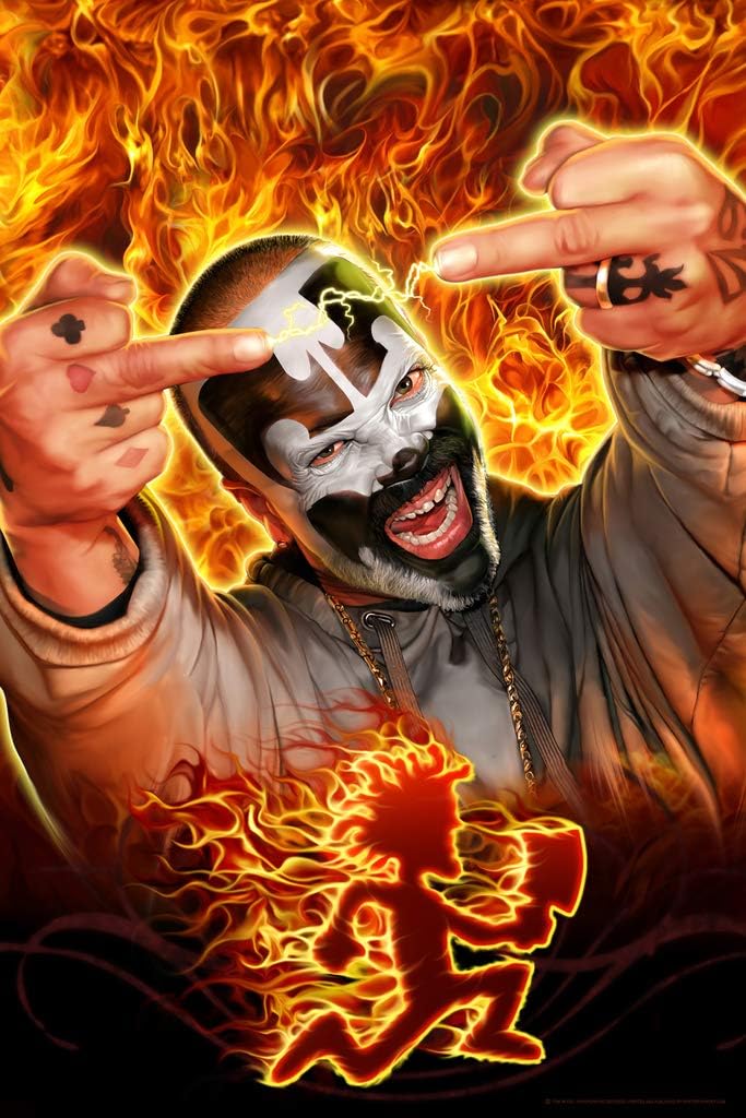 Shaggy Fire It Up Flames Middle Finger ICP Insane Clown Posse Music BandTom Wood Fantasy Cool Wall Decor Art Print Poster 12x18