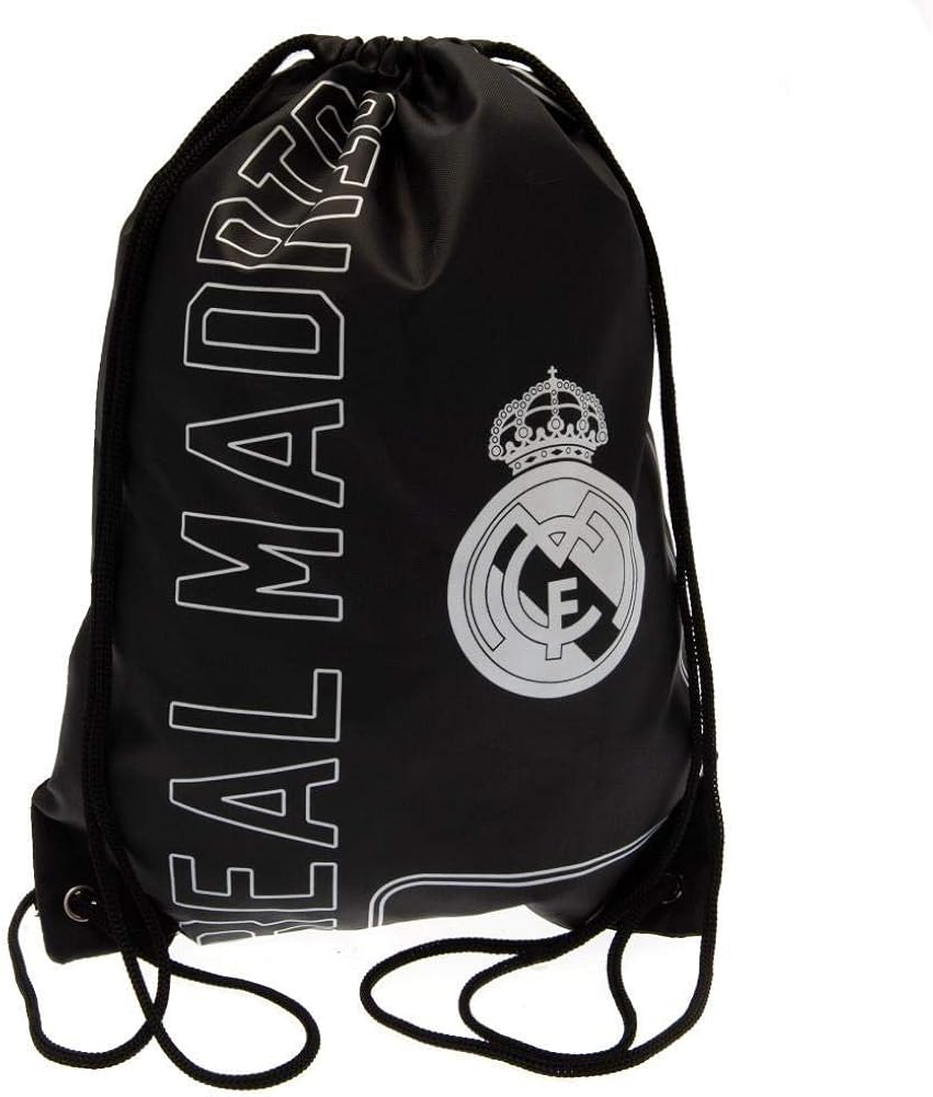 Real Madrid FC Drawstring Gym Bag (42 x 31cm) (Black/White) Amazon.co