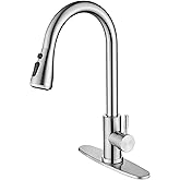 Kitchen Faucet with Pull Down Sprayer- Brushed Nickel Sink Faucets, 360° Swivel Single Handle High Arc Stainless Steel, Comme