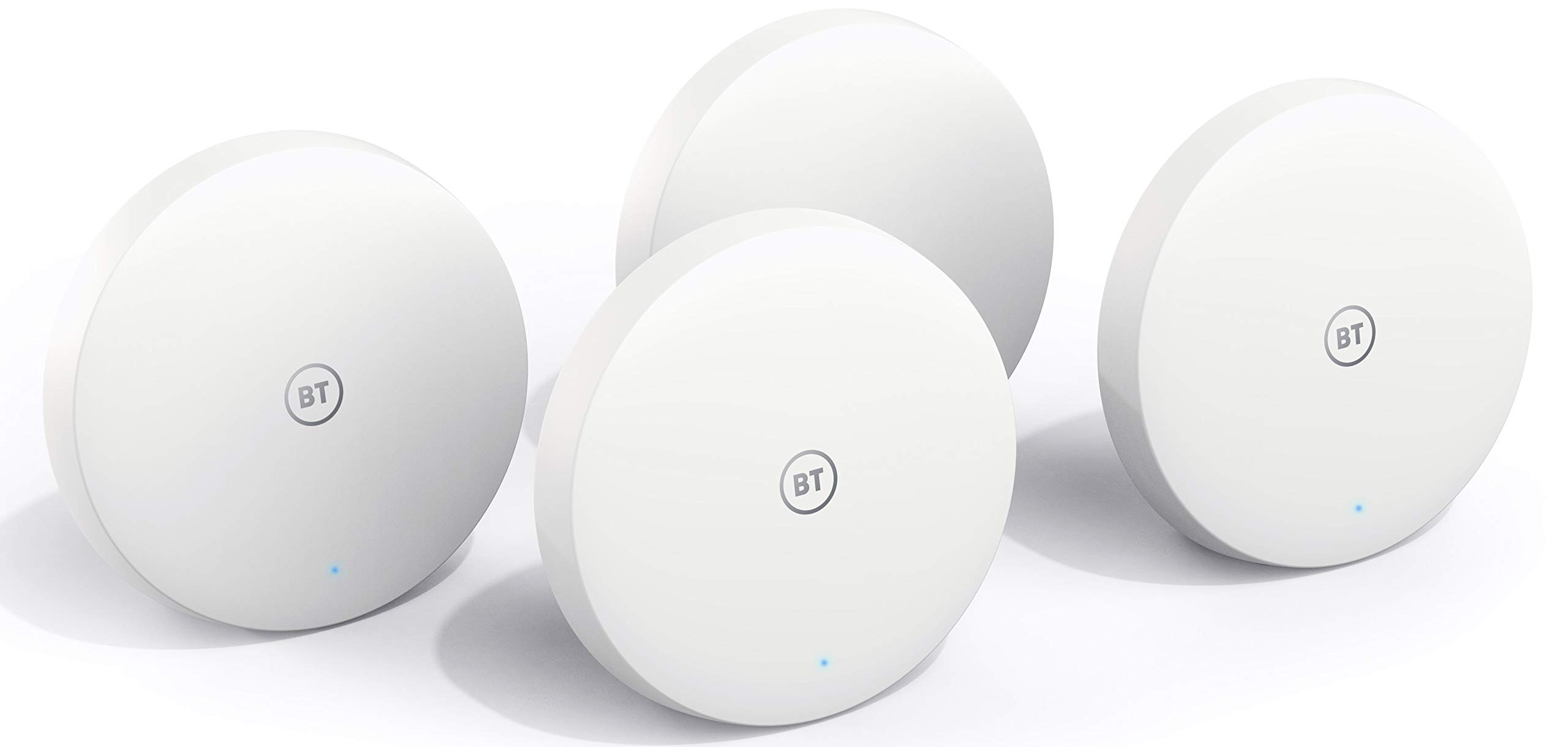 BT Mini Whole Home Wi-Fi Mesh System, Pack of 4 Discs for Seamless, Fast (AC1200) Connection in Larger Homes - App Control, 3-Year Warranty