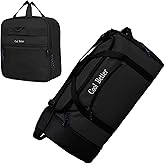 55L Foldable Rolling Duffel Bag with 2 Wheels, Large Durable Travel Duffle Bag Heavy Duty Overnight Weekender Bag with Shoulder Strap,Black