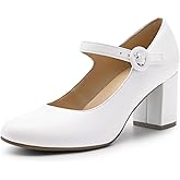 DREAM PAIRS Womens Mary Jane Shoes Chunky Heel 2.76 Inch - Round Toe Vintage Office Work Pumps - Comfortable Low Block Heels Dress Shoes for Women