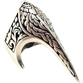 Fang Gothic Biker Retro Genuine Solid 925 Stelring Silver Turkish Handmade Luxury Men's Thumb Ring