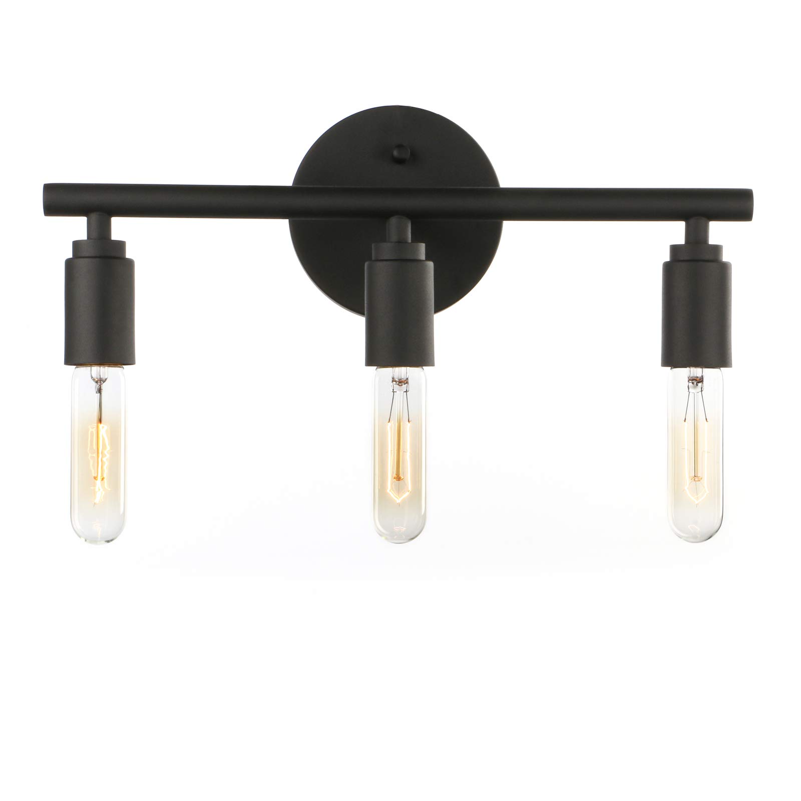 Phansthy 3 Light Sconce Modern Simple Style Wall Lights Vanity Mirror Light Suitable for Living Room Bedroom Kitchen Hall Bar E27 Bulb Base (Black)