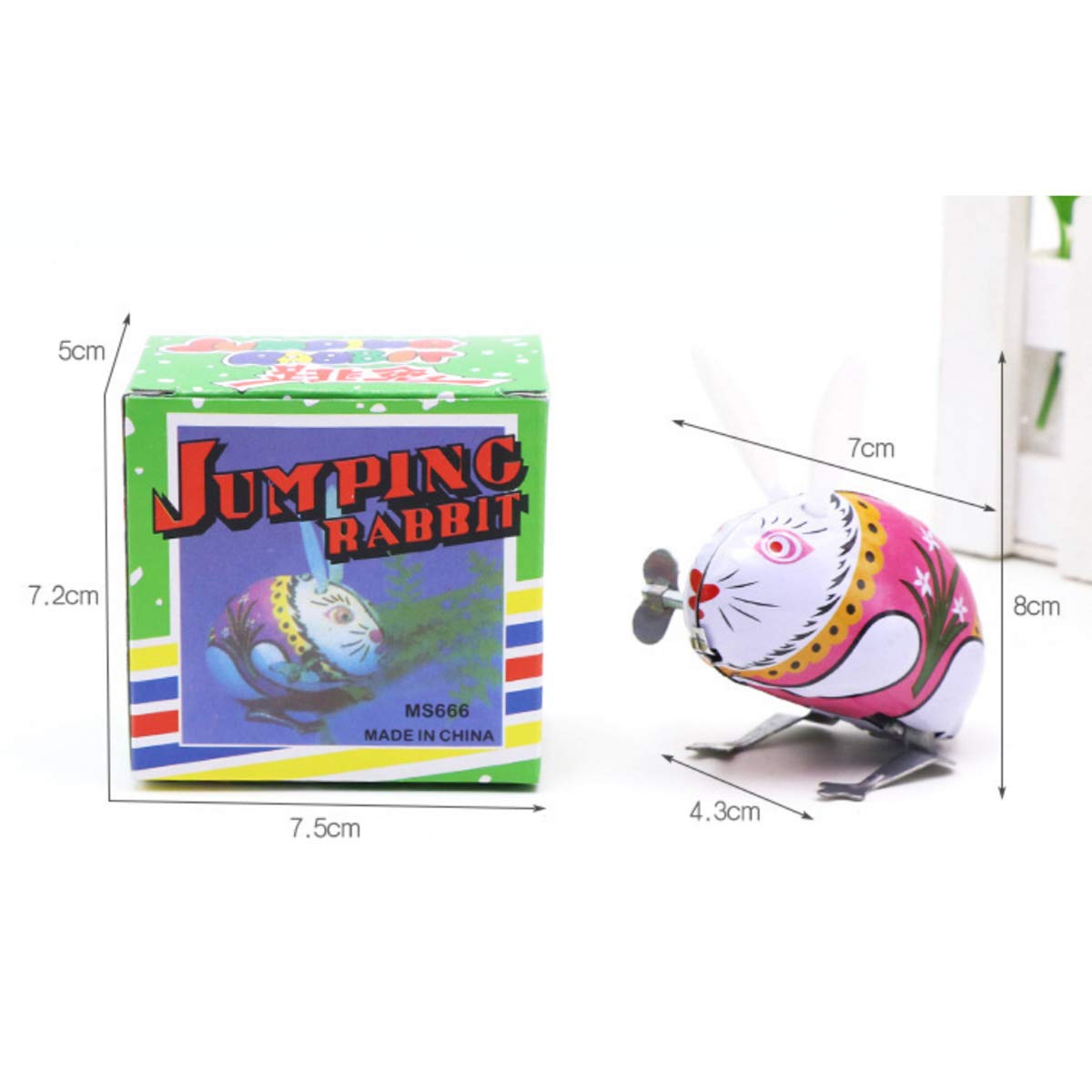 Halloluck 4 Pcs Clockwork Spring Wind Up Metal Jumping Frog Cock Rabbit Mouse Retro Vintage Wind-up Animal Party Favors Desktop Decor