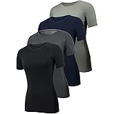 4 Pack Short Sleeve Compression Shirt Women Workout Athletic Baselayer Yoga Softball T-Shirts Cool Running Tops