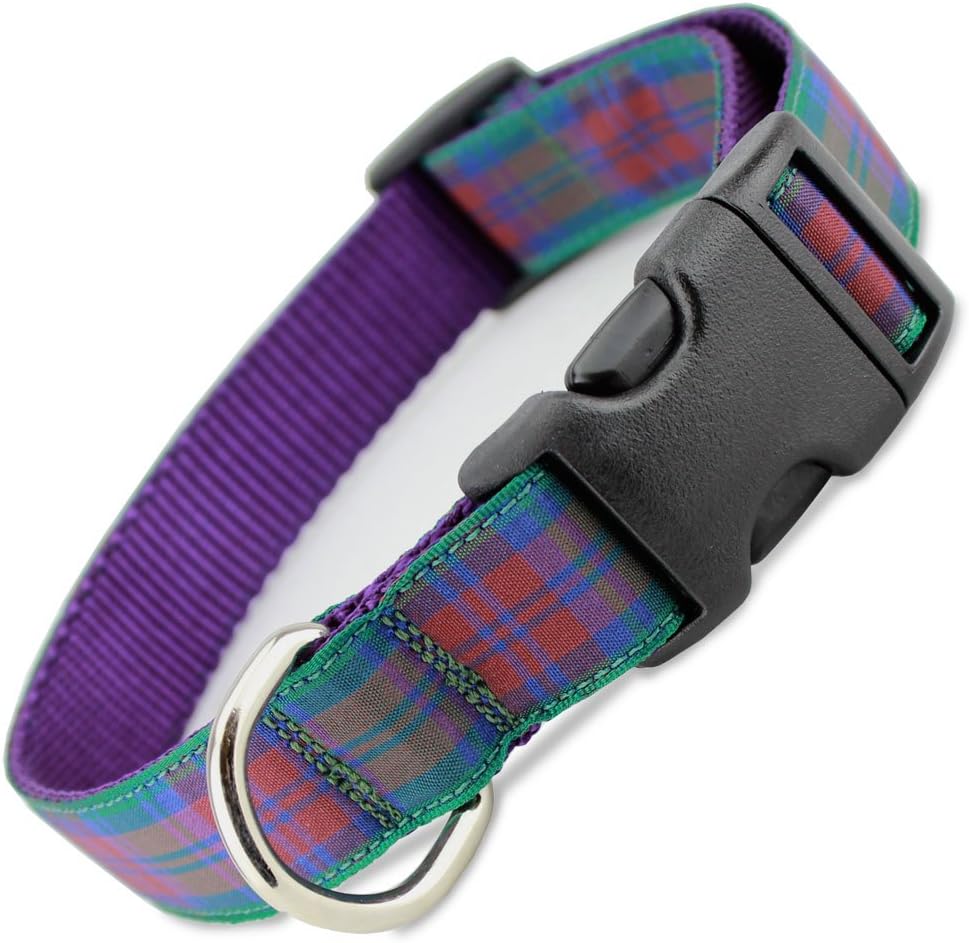 The Artful Canine Plaid Dog Collar, Lindsay Tartan, X-Large Dogs 50-80 lbs (Collar: 1" Wide, 15" - 24" Long)