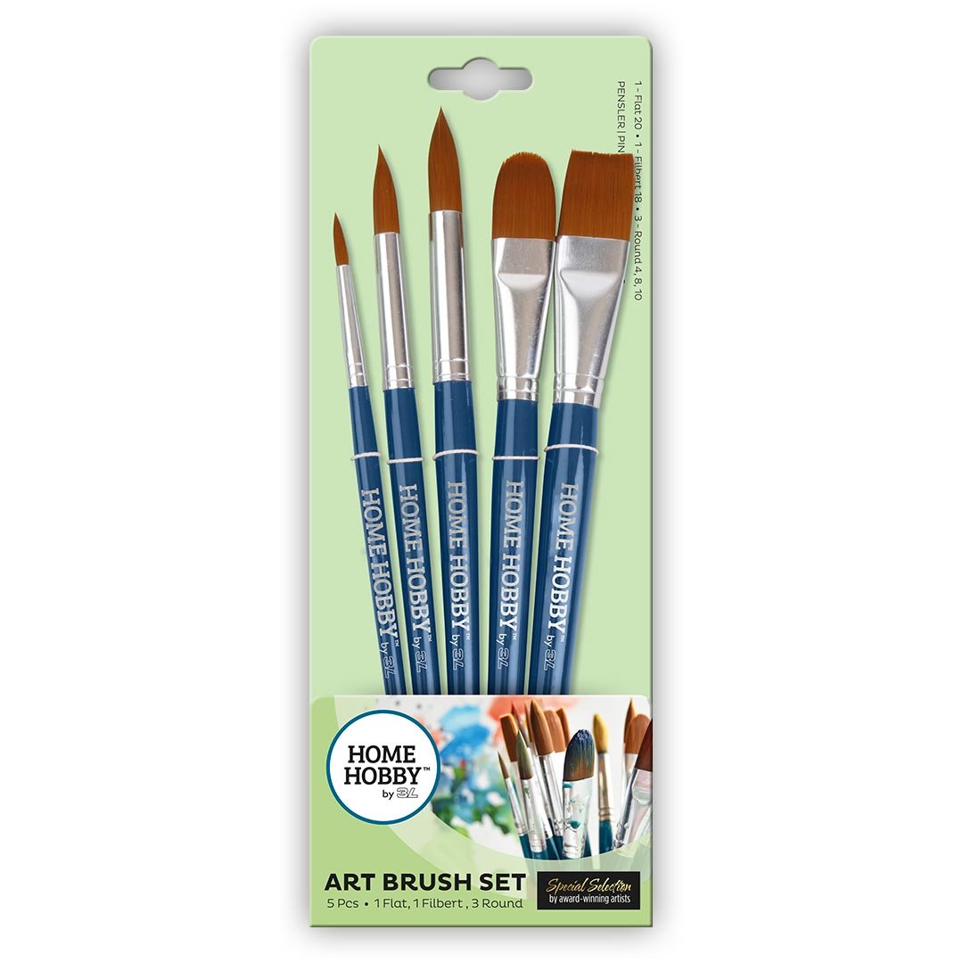 HomeHobby by 3L Art Brush Set, Blue Brown, Mixed Size (5 pcs)