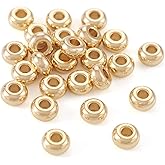 Fashewelry 200Pcs 18K Gold 4mm Rondelle Beads 304 Stainless Steel Flat Round Spacer Beads for DIY Beading Bracelet Necklace Earring Jewelry Craft Making Hole: 1.6mm