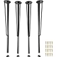 VEVOR Metal Table Legs - 28 Inch Heavy Duty Set of 4 Bench Legs with Rubber Floor Protectors, Black