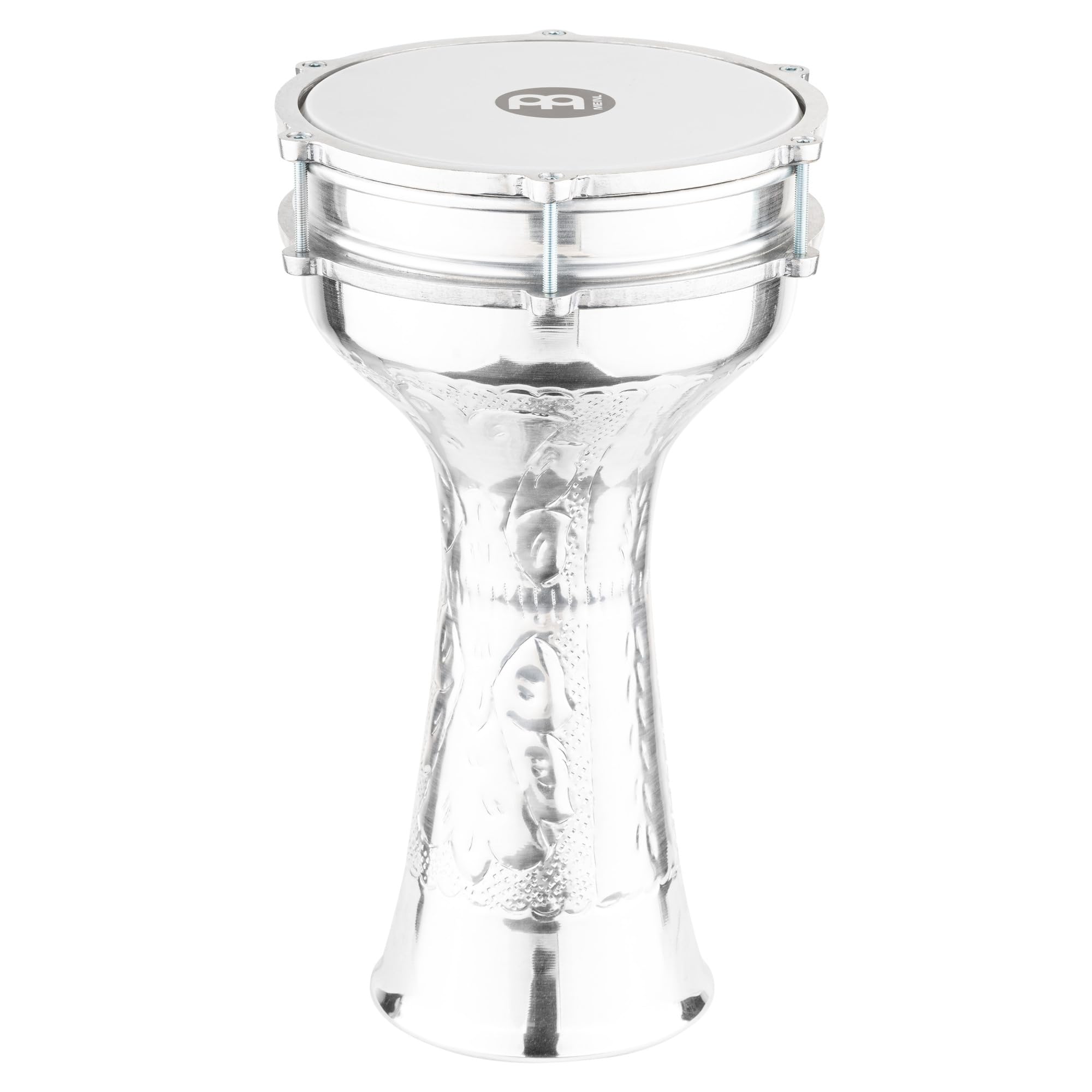 Meinl Percussion Aluminum Jingle Darbuka - Very Large Handdrum - With Jingle Effect - Diameter 8.25 Inches - Aluminum, Silver (HE-315)