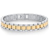 PAVOI 14K Gold Plated Waterproof Watch Strap Chain Bracelet for Women | Two Toned Mixed Metals Stainless Steel Chunky Link Bracelet