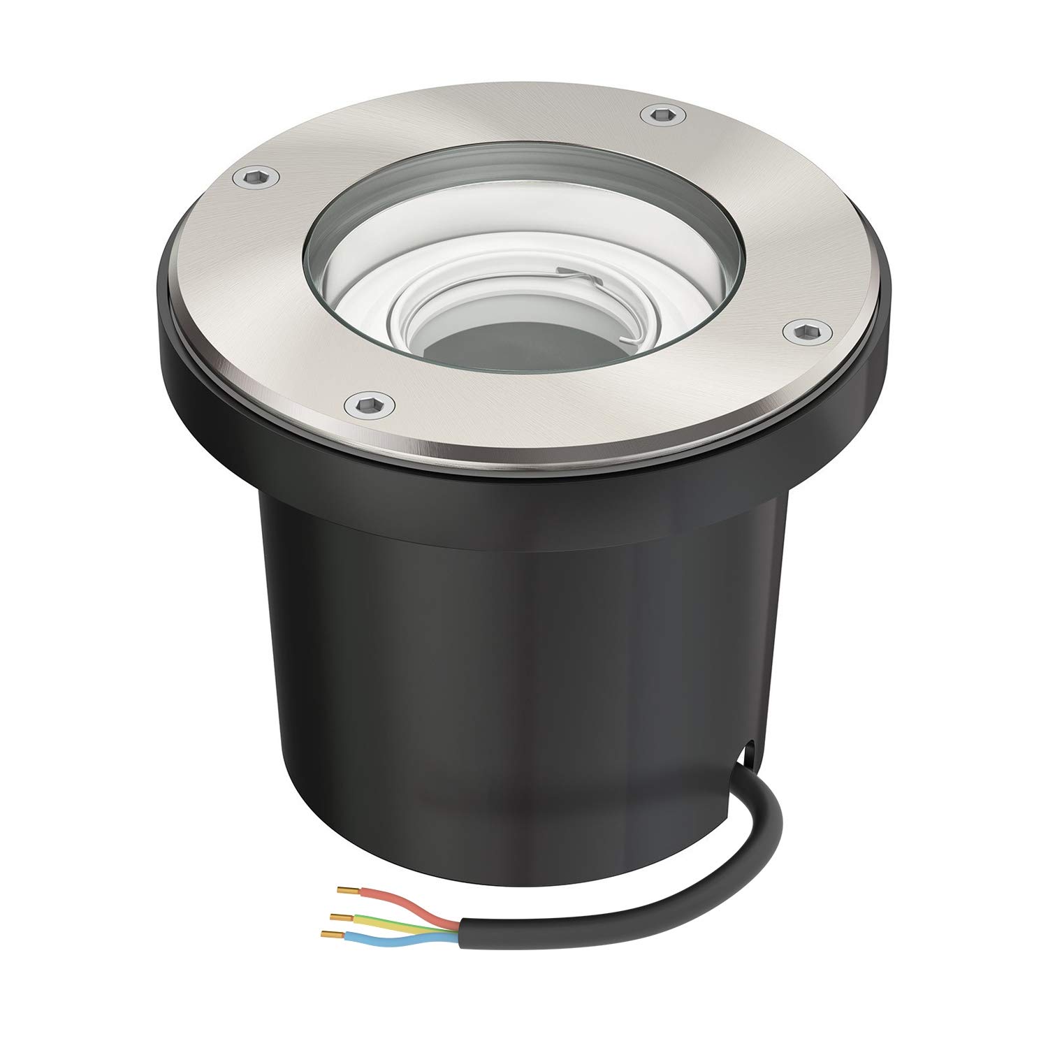 ledscom.de Recessed Floor Light BOFU for Outdoors, IP67, swivelling, Stainless Steel, Round, 150mm Ø, 1x GU10 max. 15W