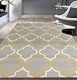 Rugshop Modern Moroccan Trellis Area Rug, 5' x 7', Gray/Yellow
