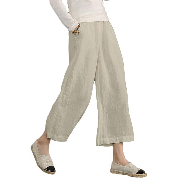 Elliott Lauren Women's Elastic Waist, Multi Seam, Wide Leg Pants