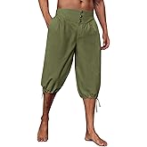 Gafeng Mens Pirate Pants Renaissance Medieval Colonial Costume Knight Halloween LARP Lace Up Shorts