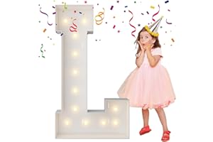 MERRY MOSAICS 4FT Marquee Light Up Letters, Large Marquee Letters, Mosaic Balloon Frame Letters Big Letters for Engagement Wedding Decorations Birthday Party Backdrop Decor, Balloon Arch Kit Letter L