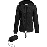 Hount Women's Lightweight Hooded Raincoat Waterproof Packable Active Outdoor Rain Jacket (S-3XL)