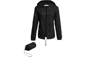 Hount Women's Lightweight Hooded Raincoat Waterproof Packable Active Outdoor Rain Jacket (S-3XL)