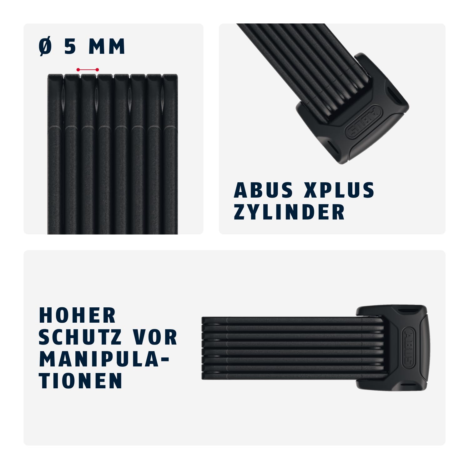 ABUS Faltschloss Bordo 6000K mit SH-Schlosshalter - Fahrradschloss mit XPlus Zylinder für hohen Manipulationsschutz - ABUS-Sicherheitslevel 10 - Länge 120 cm 4