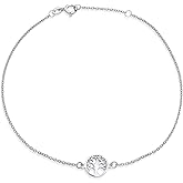 Bling Jewelry Round Celtic Family Tree Of Life Anklet Ankle Bracelet For Women .925 Sterling Silver Adjustable 9 To 10 Inch With Extender Adjustable