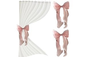 2 Pack French Silky Bow Curtain Tiebacks,Elegant Lace Ribbon for Curtains Decorative Rope Accessories,French Bow Ties Rope Ho