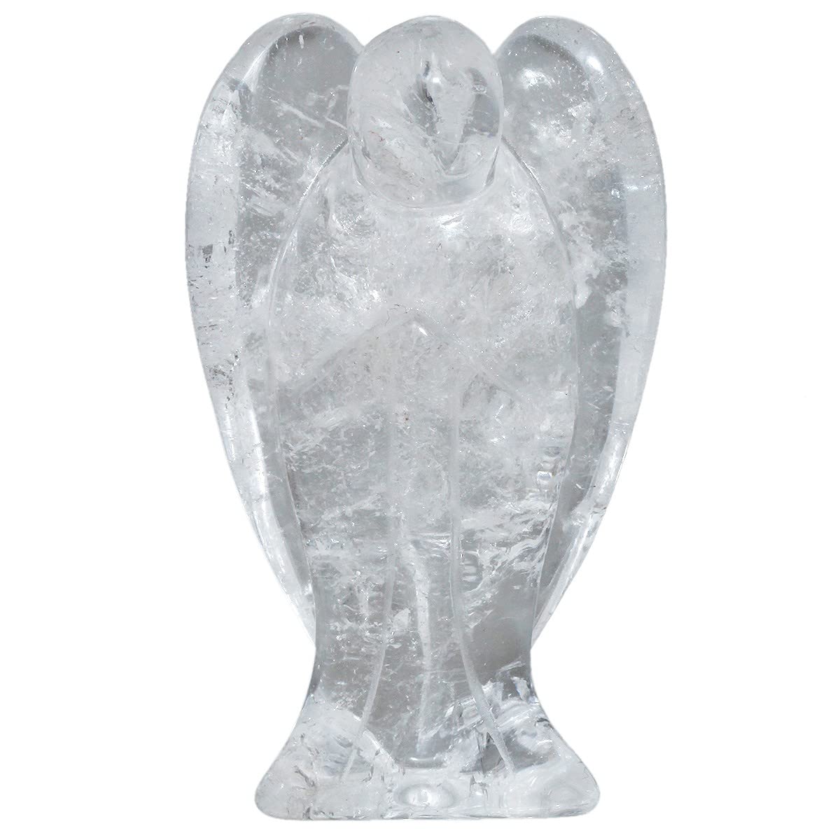 KYEYGWO Rock Crystal Angel Gemstone Crystal Guardian Angel Statues, Pocket Peace Angel Lucky Charm Reiki Fengshui Desk Ornaments 2.75"