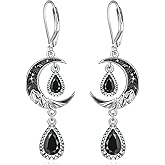 Moon Birthstone Earrings 925 Sterling Silver Leverback Birthday Pear Christmas Dangle Earrings Jewelry Gifts for Women