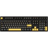 Akko 3108 V3 Gaming Keyboard, Black &amp; Gold Wired Hot-swappable Full Size Keyboard with White LED PBT Double-Shot Cherry Profile Keycaps for Mac &amp; Win Frost Pink Switch