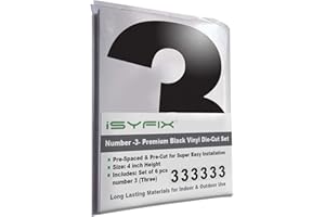 iSYFIX Black Vinyl Number 3 (Three) Stickers - 6 Pack 4 inch Self Adhesive - Decal Die Cut & Pre-Spaced for Mailbox, Signs, Window, Door, Cars, Trucks, Home, Business, Address Number, In & Outdoor
