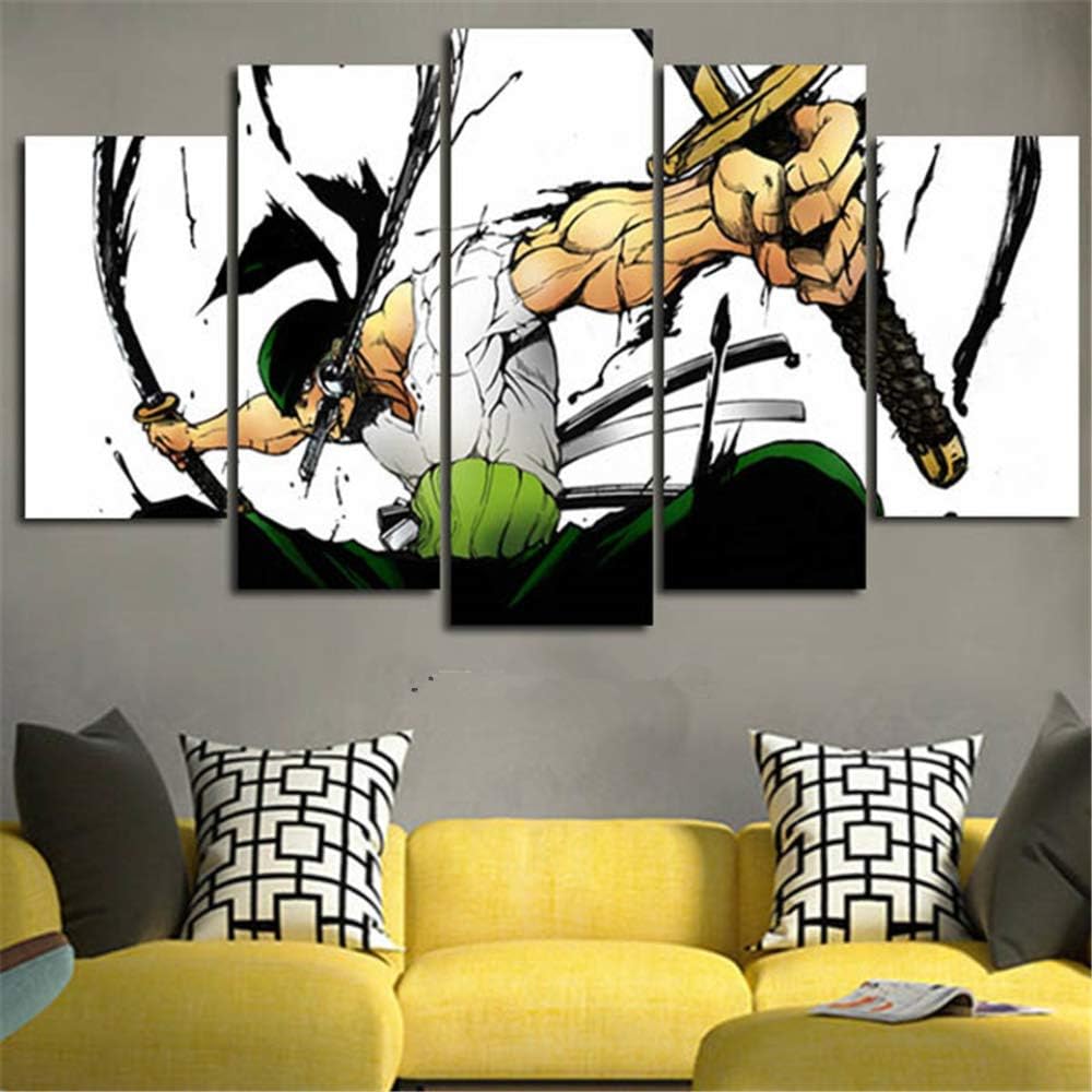 Canvas Wall Art Canvas Painting Wall Art Pictures 5 Pieces Home Decor for Living Room One Piece Roronoa Zoro Modern Printed Animation Poster