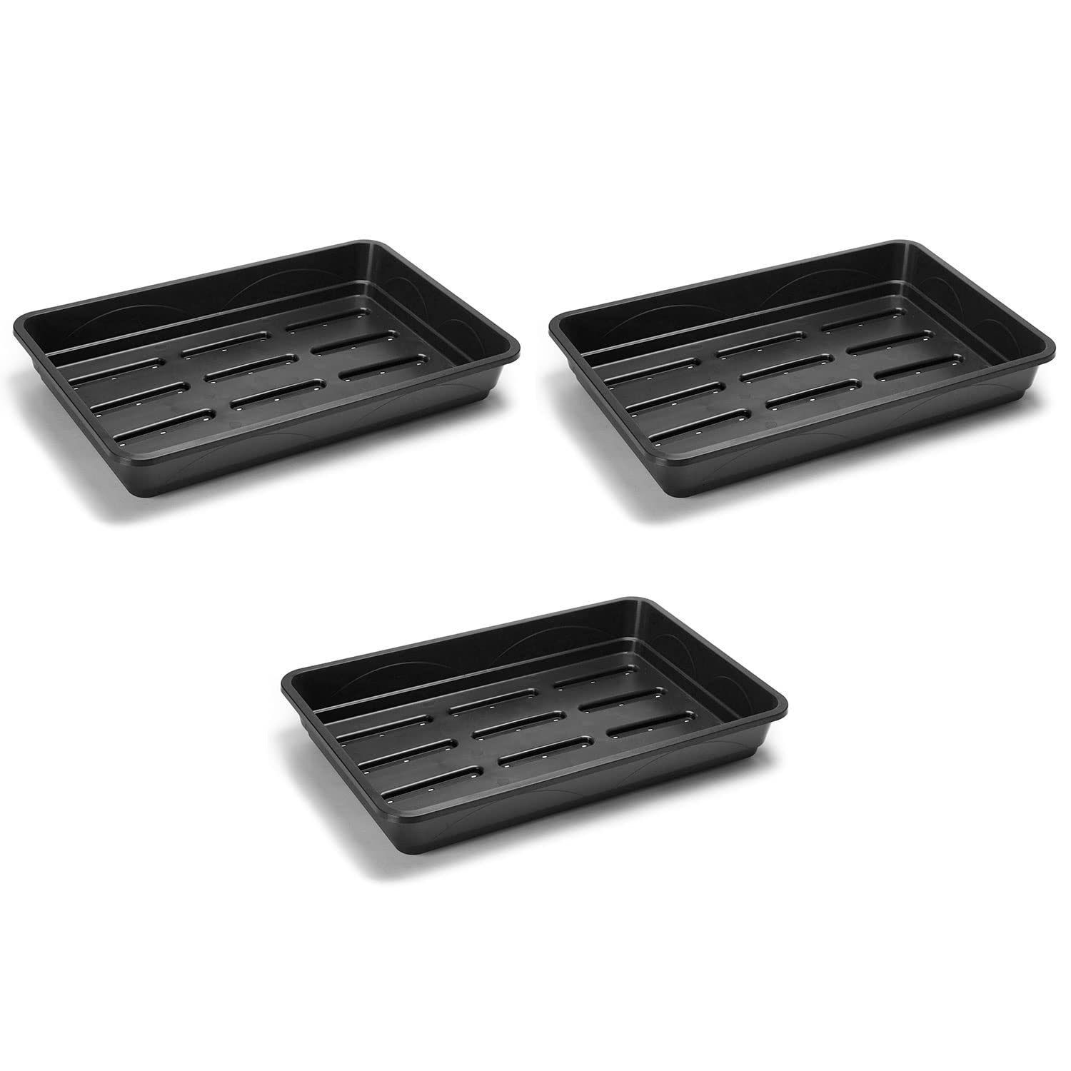 EarlyGrow Heavy Duty 58cm Large Seed Tray with Drainage Holes, Garden Greenhouse Seed Starting, Germination and Plant Growing Tray - 58 x 38 x 9cm - Pack of 3